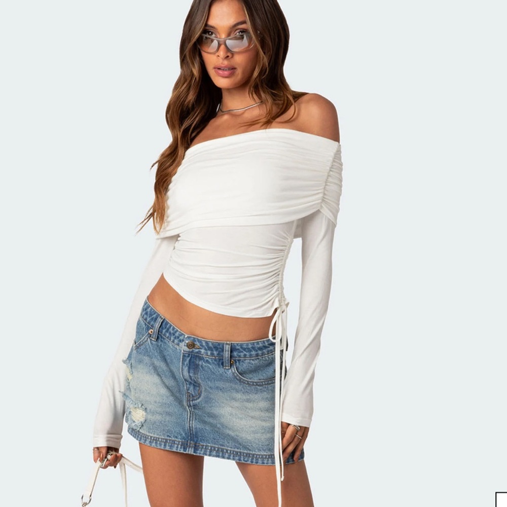Edikted Gathered Fold Over Drawstring Top NWT